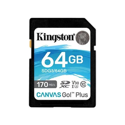 MEMORIA SDXC KINGSTON 64GB CANVAS GO PLUS G4 C10 UHS-I V30 (SDG4/64GB)