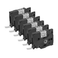 CINTA DE ETIQUETAS LAMINADA QIAN (6 PACK) NEGRO/ TRANSPARENTE QZe-121