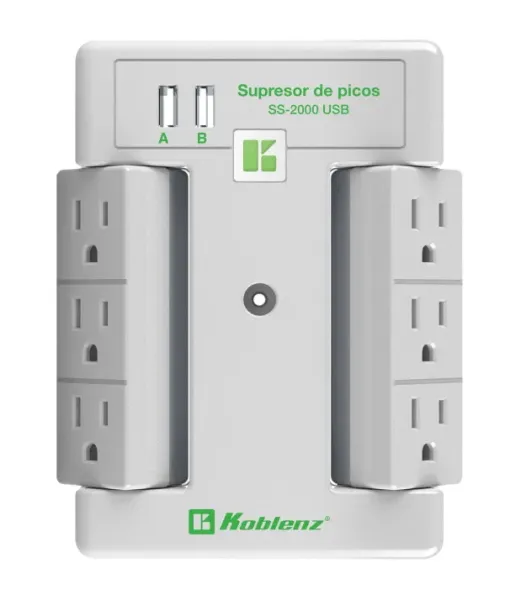 SUPRESOR KOBLENZ 6 CONT GIRATORIOS Y 2 PTOS USB 2.4A SS-2000 (00-5348-00-8)