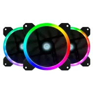 KIT DE 3 x VENTILADORES GAME FACTOR, CONTROLADOR, DOBLE ANILLO FKG400