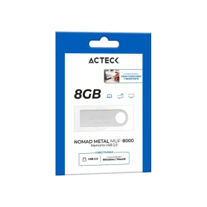 MEMORIA USB ACTECK 8GB 2.0 NOMAD MUF-8000 LEC 25 MB/S ESC 5 MB/S METALICA (AC-946193)